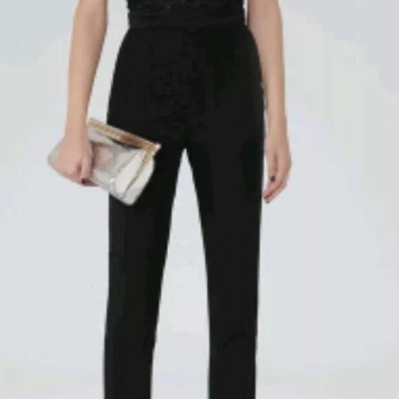 REISS Amorie Lace Black Jumpsuit Size 6 - Picture 3 of 6